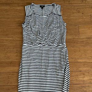 MOSSIMO BLACK WHITE STRIPED WRAP WOMENS DRESS XS